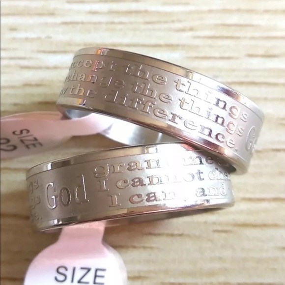 Unisex Serenity Prayer Stainless Ring - Picture 4 of 6